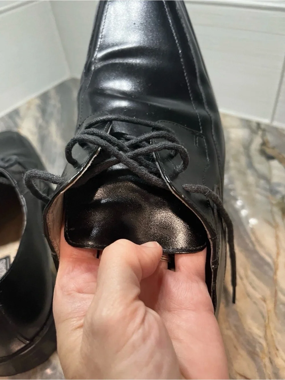Stacy Adams Mens Black Leather Dress Shoes Lace Up Oxfords Square Toe Size 10 M